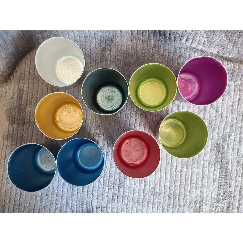 Lot of 9 vintage MCM colorful retro Bascal aluminum metal 3.5